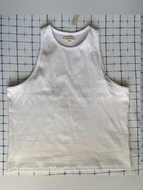 Madewell White Ribbed Tank Top - Soft Stretch Cotton